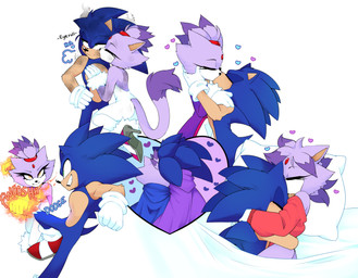 anthro blue_body blue_fur cape clothing duo female fire fur green_eyes hair heart_symbol hug hugging_another kissing leotard love male male/female nuzzling pajamas punch purple_body purple_fur purple_hair red_clothing romantic romantic_couple sleeping sleeping_together smile yellow_eyes ki0nyxie sega sonic_the_hedgehog_(series) blaze_the_cat sonic_the_hedgehog domestic_cat eulipotyphlan felid feline felis hedgehog mammal absurd_res hi_res