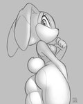 anthro big_butt butt butt_pose female looking_at_viewer looking_down low-angle_view pose solo xylas sega sonic_the_hedgehog_(series) cream_the_rabbit lagomorph leporid mammal rabbit 2021 4:5 monochrome