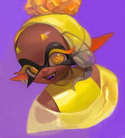clothing dark_body dark_skin female looking_at_viewer open_mouth pointy_ears pseudo_hair sharp_teeth smile solo teeth tentacle_hair tentacles mighty-whydah nintendo splatoon frye_(splatoon) animal_humanoid aquatic aquatic_humanoid cephalopod cephalopod_humanoid humanoid inkling mollusk mollusk_humanoid 2023 digital_media_(artwork) digital_painting_(artwork) painting_(artwork) portrait