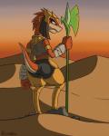 anthro armor butt butt_pose desert feet female pose small_feet solo staff renabu ever_oasis nintendo miura drauk scalie