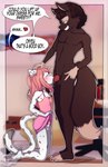 adult_on_child adult_on_young age_difference anthro anthro_on_anthro anthro_penetrated anthro_penetrating anthro_penetrating_anthro blush brown_body brown_fur clothed clothing crossdressing dialogue dreadlocks duo eyes_closed femboy fur genitals gesture good_boy hair kneeling male male/male male_penetrated male_penetrating male_penetrating_male markings nude oral oral_penetration penetration penile_spines penis pink_hair raised_clothing sex size_difference smaller_male smaller_penetrated smile speech_bubble spots spotted_body text underwear white_body white_fur young young_anthro sicmop lei_long canid canine felid feline mammal english_text hi_res