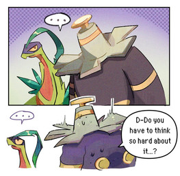 anthro bodily_fluids dialogue duo ellipsis halftone_dots looking_at_another looking_up lost_in_thought male raised_hackles shadow_on_face speech_bubble sweat sweatdrop text thinking scribzag nintendo pokemon pokemon_mystery_dungeon spike_chunsoft dusknoir_(eotds) grovyle_the_thief dusknoir generation_3_pokemon generation_4_pokemon grovyle pokemon_(species) 2026 comic digital_media_(artwork) english_text