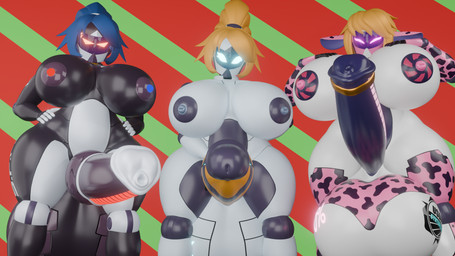 accessory animal_genitalia animal_penis blue_hair cock_ring equine_genitalia equine_penis genitals group gynomorph hair intersex jewelry machine orange_hair penis penis_accessory penis_jewelry trio z-z bre-3 bre-3-d bre-3-f robot 16:9 hi_res widescreen