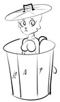 anthro big_eyes big_iris breasts cheek_tuft facial_tuft featureless_breasts female inside_trash_can lid looking_at_viewer nude solo text trash_can tuft gold-white-kott microsoft prequel_adventure the_elder_scrolls katia_managan domestic_cat felid feline felis khajiit mammal 2022 digital_media_(artwork) english_text monochrome