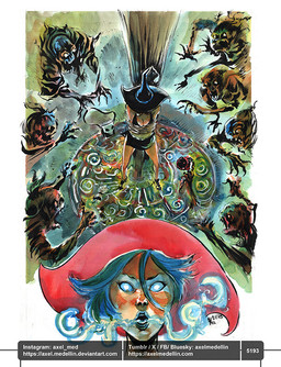 5_fingers ambiguous_gender ambiguous_humanoid battle bent_arm black_bottomwear black_bra black_clothing black_footwear black_hat black_headwear black_high_heels black_skirt black_underwear blue_hair blue_lips blue_sclera bottomwear bound bra breasts chain cleavage clothed clothed_female clothed_human clothed_humanoid clothing dismemberment doll empty_eyes eyelashes female female_human fingers food footwear for_a_head fruit fully_clothed fully_clothed_female fully_clothed_human green_clothing green_shirt green_topwear group hair hat headgear headwear high_heels larger_ambiguous larger_female larger_human larger_humanoid larger_male light lips looking_at_viewer magic magic_user male male_humanoid midair open_mouth plant pumpkin pumpkin_head reaching_towards_another red_sclera rope shirt shoes short_hair size_difference skirt smaller_female smaller_humanoid standing tan_body tan_skin text topwear underwear voodoo voodoo_doll white_eyes x_eyes axelmedellin inktober shapeshifter_(axelmedellin) voodoo_doll_(axelmedellin) witch_(axelmedellin) animate_inanimate elemental_creature flora_fauna human humanoid living_doll mammal monster object_head undead 2025 artist_name colored dated english_description lighting multiple_scenes painting_(artwork) pen_(artwork) shaded signature traditional_media_(artwork) url