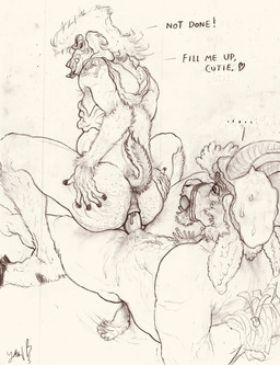 anthro bareback bodily_fluids condom cum cum_in_ass cum_inside duo forced genital_fluids male male/male power_bottom sexual_barrier_device text yagi_b._(artist) yagi_b. bovid caprine goat mammal english_text hi_res