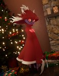 christmas_clothing christmas_tree clothed clothing dress female floating gift hat headgear headwear holidays looking_at_viewer plant purple_body red_clothing red_eyes solo tree lorded christmas nintendo pokemon generation_4_pokemon ghost mismagius pokemon_(species) spirit 3d_(artwork) absurd_res digital_media_(artwork) hi_res