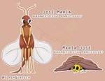 antennae_(anatomy) anthro black_eyes brown_body duo female insect_wings male male/female multi_leg multi_limb scientific_name sexual_dimorphism simple_background text wings yellow_body flashquatsch jose_maria_(flashquatsch) maria_jose_(flashquatsch) arthropod insect san_jose_scale