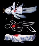 blood bodily_fluids clothed clothing corpse death dress feathered_wings feathers feet female fingers hair halo solo toes white_body white_hair white_skin wings feefal angel angel_humanoid human humanoid mammal winged_humanoid hi_res