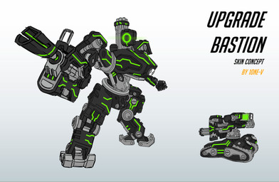 ambiguous_gender anthro machine omnitrix simple_background solo text turret weapon weapon_arm 10ne-v ben_10 blizzard_entertainment cartoon_network overwatch bastion_(overwatch) upgrade_(ben_10) alien cyclops galvanic_mechamorph robot absurd_res concept_art english_text hi_res