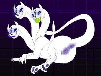 3_eyes 3_heads abstract_background animal_genitalia animal_vulva anus aroused ball bedroom_eyes big_anus bodily_fluids butt canine_genitalia canine_vulva claws crossed_legs digitigrade dripping face_lick female feral forked_tail genital_fluids genitals grin horn leaking legs_together licking licking_lips licking_own_lips long_neck long_tail looking_at_viewer looking_back lying multi_eye multi_head narrowed_eyes no_pupils object_in_mouth on_side open_mouth open_smile pattern_background pawpads paws plump_labia presenting presenting_anus presenting_hindquarters presenting_vulva pupils purple_anus purple_pawpads purple_sclera purple_tongue purple_vulva pussy_juice_leaking raised_tail rear_view seductive self_lick sharp_teeth simple_background slit_pupils smile solo tail teeth tennis_ball tennis_ball_in_mouth thick_thighs tongue tongue_out unusual_anatomy unusual_tail vaginal_fluid_drip vaginal_fluids vulva white_body white_skin y_anus halbean deltarune european_mythology greek_mythology mythology undertale_(series) clover_(deltarune) canid canid_demon canine cerberus darkner demon hellhound mammal mythological_canine mythological_creature 2018 4:3