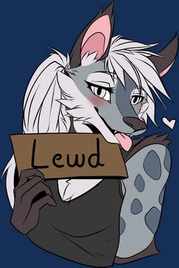 anthro bared_teeth cheeky clothed clothing fangs grey_eyes grin hair happy holding_object holding_sign looking_at_viewer male markings sharp_teeth short_hair sign slim smile solo suggestive tattoo teasing teeth tongue tongue_out topless topless_male white_hair snowiefeather canid canine canis fox hybrid hyena mammal alpha_channel hi_res reaction_image