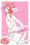 anthro clothed clothing crossdressing femboy heart_symbol horn looking_back male panties smile solo teasing tongue tongue_out underwear tweedabop mythology equid equine mammal mythological_creature mythological_equine unicorn hi_res