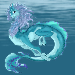 2_horns 3_toes 4_fingers blue_eyes blurred_background claws dorsal_frill fantasy feet female female_feral feral fin fingers frill_(anatomy) fur hair horn long_hair long_neck long_tail looking_at_viewer opposable_thumbs purple_hair quadruped short_snout slim_feral smile solo swimming tail tail_fin toes underwater unsigned water water_background white_hair ulolin disney mythology raya_and_the_last_dragon sisu_(ratld) aquatic aquatic_dragon dragon mythological_creature mythological_scalie scalie 1:1 2023 digital_drawing_(artwork) digital_media_(artwork) full-length_portrait hi_res portrait