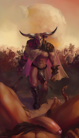 4_toes 5_fingers abs anthro armor balls battle biceps big_balls big_penis biped black_balls black_glans black_penis boots bottom_pov bottomwear bottomwear_aside cape claws clothed clothing clothing_aside crotch_apron crowd detailed_background duo_focus erection exhibitionism feet fingers first_person_view footwear foreskin fur genitals glans gloves group handwear horn humanoid_genitalia humanoid_penis imminent_rape imminent_sex ineffective_clothing ineffective_loincloth loincloth loincloth_aside looking_at_viewer lying male male/male male_pov melee_weapon moon muscular muscular_anthro muscular_male navel nipples on_back outside partially_clothed partially_retracted_foreskin pecs penis pink_glans polearm shoes shoulder_guards sky smile submissive submissive_pov tan_balls tan_penis teeth toe_claws toes walking weapon chunie dungeons_and_dragons european_mythology greek_mythology hasbro mythology wizards_of_the_coast dray bovid bovine dragonborn_(dnd) mammal minotaur scalie 2017 adobe_photoshop_(artwork) digital_media_(artwork) digital_painting_(artwork) hi_res painting_(artwork)