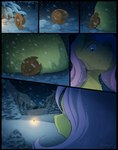 clothing eyelashes female feral hat headgear headwear macro night outside plant snow solo tree winter s2-freak friendship_is_magic hasbro my_little_pony applejack_(mlp) fluttershy_(mlp) equid mammal 2024 comic digital_media_(artwork) hi_res