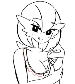 3_fingers breasts cleavage clothed clothing female fingers food ice_cream_cone licking licking_lips looking_at_viewer solo star_pupils tongue tongue_out rosse_chan nintendo pokemon gardevoir generation_3_pokemon humanoid pokemon_(species) 2024 sketch