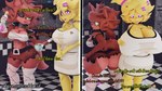 anthro big_breasts big_butt breast_expansion breasts butt butt_expansion checkered checkered_floor dialogue duo expansion eye_patch eyewear female gold_(metal) gold_tooth huge_breasts huge_butt hyper hyper_breasts machine pink_eyes pupils slit_pupils thick_thighs yellow_eyes codabun five_nights_at_freddy's fredina's_nightclub scottgames chica_(cally3d) chica_(fnaf) foxy_(cally3d) foxy_(fnaf) animatronic avian bird canid canine chicken fox galliform gallus_(genus) mammal phasianid robot 16:9 3d_(artwork) digital_media_(artwork) hi_res widescreen