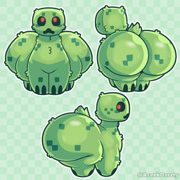 ambiguous_feral ambiguous_gender big_butt black_sclera butt checkered checkered_background feral front_view fur glistening glistening_butt glowing glowing_eyes green_body green_fur huge_butt looking_at_viewer markings open_mouth outline pattern_background quadruped rear_view red_eyes side_view simple_background solo spots square_head standing tail text thick_thighs white_outline wide_hips aceekdarzty conditional_dnp microsoft minecraft mojang xbox_game_studios creeper_(minecraft) 1:1 2026 artist_name digital_drawing_(artwork) digital_media_(artwork) hi_res multiple_images