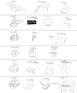 :3 anthro appliance belt book boots brush canvas censor_bar clothing controller dot_eyes electronics female footwear grill inline_skates kitchen_appliance list microphone notebook oven paintbrush pencil_(object) roller_skates shoes shopping_bag simple_eyes swimming_pool symbol television text averyshadydolphin mythology aijou calamity_(averyshadydolphin) claudia_(averyshadydolphin) regalia_(averyshadydolphin) vixie_(averyshadydolphin) yaojou bat dragon jou mammal mythological_creature mythological_scalie scalie 2016 digital_drawing_(artwork) digital_media_(artwork) english_text hi_res monochrome sketch unavailable_at_source