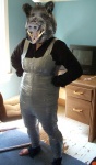 anthro barefoot biped clothing costume feet female fursuit human louvelex mammal mask overalls pose real shopped solo suid suina sus_(pig) third-party_edit tusks what what_has_science_done wild_boar