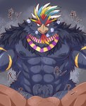 abs anal anal_penetration anthro anthro_penetrating anthro_penetrating_human balls beak beard big_balls big_dom_small_sub big_muscles big_nipples big_pecs big_penis black_body black_feathers blonde_hair blue_hair blush bodily_fluids dominant dominant_anthro dominant_male duo erection eye_contact facial_hair feathers first_person_view genitals green_hair hair human_on_anthro human_penetrated human_pov interspecies jewelry larger_anthro larger_male looking_at_another looking_at_viewer male male/male male_penetrated male_penetrating male_penetrating_male multicolored_hair muscular muscular_anthro muscular_male musk neck_tuft necklace nipples nude open_beak open_mouth pecs penetrated_pov penetration penile penile_penetration penis penis_in_ass pubes receiving_pov sex size_difference smaller_human smaller_male smaller_penetrated submissive submissive_human submissive_male submissive_pov sweat text tuft white_hair chocobo4869 crave_saga yachirud_(crave_saga) avian bird corvid corvus_(genus) crow human mammal oscine passerine absurd_res hi_res japanese_text