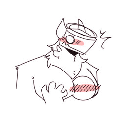 2_horns ambiguous_gender anthro blush blush_lines duo empty_eyes face_in_pecs front_view fur halo head_horn horn looking_at_viewer male neck_tuft pec_grab pecs simple_background snout solo_focus surprised tuft white_background skykdotidot karma_(skykdotidot) unknown_species 2024 bust_portrait digital_drawing_(artwork) digital_media_(artwork) hi_res monochrome portrait spot_color