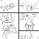 1:1 annoyed anthro antlers backpack black_and_white bovid camp caprine clothed clothing comic deer digital_drawing_(artwork) digital_media_(artwork) domestic_sheep ellipsis female forest gender_symbol gender_symbol_penetration group hair hair_over_eye holding_backpack horn imagination lagomorph leporid male mammal monochrome monster one_eye_obstructed outside panicking pictographics plant rabbit scared sheep shirt shrub simple_background slypon speech_bubble symbol tent tongue tongue_out topwear tree wet_hair white_background