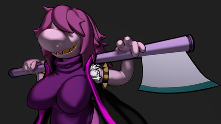 axe big_breasts breasts clothing female holding_object holding_weapon nipple_outline nipples non-mammal_breasts non-mammal_nipples solo weapon zhenash deltarune undertale_(series) susie_(deltarune) reptile scalie 16:9 3d_(artwork) digital_media_(artwork) hi_res widescreen