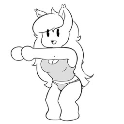 animated_gif anthro big_breasts breasts clothed clothing female fur hair humor open_mouth panties simple_background smile solo thrusting topwear underwear techymight tech_tails_might felid mammal pantherine tiger 1:1 animated black_and_white hi_res monochrome short_playtime