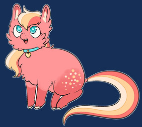 ambiguous_feral ambiguous_gender blue_collar blue_eyes collar eyelashes feral fur hair heart_pupils heart_symbol hooves inner_ear_fluff multicolored_hair multicolored_tail open_mouth pink_body pink_fur simple_background solo standing tail teeth transparent_background tuft white_hooves white_inner_ear_fluff young young_ambiguous young_feral bittersouffle fluffy_pony fluffy_pony_(species) mammal 2026 alpha_channel digital_media_(artwork) english_description flat_colors