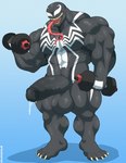 abs balls biceps claws dumbbell exercise genitals male muscular muscular_male not_furry pecs penis sharp_teeth solo teeth tongue tongue_out vein veiny_penis weightlifting weights workout tylerstark marvel venom_(marvel) alien humanoid symbiote hi_res