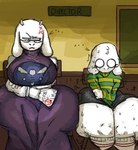 age_difference angry anthro big_breasts big_butt bodily_fluids bottomwear breasts butt chair clothing cross-popping_vein duo exam eyewear footwear front_view fur furniture glasses herm huge_butt huge_hips huge_thighs imminent_incest intersex male robe school shirt shorts sitting size_difference socks sweat sweaty_legs thick_thighs topwear white_body white_fur wide_hips worried worried_look anothercat undertale undertale_(series) asriel_dreemurr toriel bovid caprine goat mammal low_res mother_(lore) mother_and_child_(lore) mother_and_son_(lore) parent_(lore) parent_and_child_(lore) parent_and_son_(lore) son_(lore)