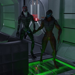 duo erection female furniture genitals hand_holding inside male male/female nude penis sofa standing vulva scoota bioware electronic_arts mass_effect alien turian 1:1 3d_(artwork) absurd_res digital_media_(artwork) hi_res