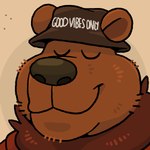 anthro clothing eyes_closed hat headgear headwear male short_loop simple_background slightly_chubby smile solo vibing notepaddle benny_(bennyafterdark) bear mammal 1:1 animated hi_res short_playtime