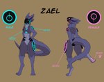 4_fingers anthro blue_eyes claws female fingers machine male pawpads pink_eyes pink_pawpads hyginx zael_(hyginx) protogen absurd_res hi_res model_sheet