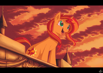 black_bars building female feral green_eyes horn solo sunset jowybean equestria_girls hasbro my_little_pony mythology sunset_shimmer_(eg) equid equine mammal mythological_creature mythological_equine unicorn 2016