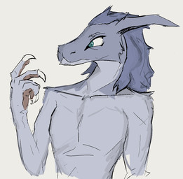 ambiguous_gender anthro blue_eyes claws fur grey_body hair solo yamabat mythology dragon mythological_creature mythological_scalie scalie aliasing colored digital_media_(artwork)