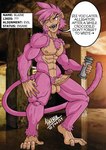 abs anthro balls body_hair chest_hair erection feet fur genitals hair male monkey_tail nipples penis pink_body pink_fur pink_hair pipe_bomb prehensile_feet pubes red_eyes solo teeth_showing toes hazker haplorhine humanoid mammal monkey primate hi_res