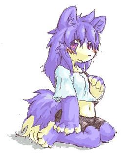 anthro black_bottomwear black_clothing black_shorts bottomwear clothing countershade_neck countershade_torso countershading dipstick_tail female fur hair kemono kneeling kneeling_on_ground long_hair looking_at_viewer markings multicolored_body multicolored_fur shorts solo tail tail_markings two_tone_body two_tone_fur white_clothing su1ka 2008 aliasing digital_media_(artwork) japanese_description low_res
