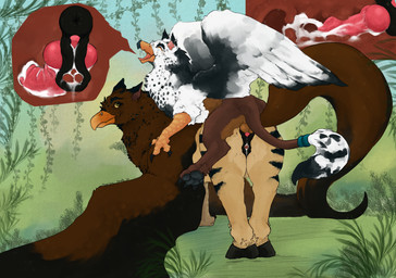 animal_genitalia animal_vulva anus beak black_claws bodily_fluids brown_body brown_feathers claws clitoral_winking clitoris cum cum_in_uterus cum_inside cumming_while_penetrating cutaway deep_penetration duo ear_piercing ear_ring ejaculation equine_anus equine_genitalia equine_vulva facial_piercing feathered_ears feathered_tail feathers feet female female_penetrated feral from_behind_position fur genital_fluids genitals green_eyes happy hooves internal interspecies knot knotted_penis knotting larger_female male male/female male_penetrating male_penetrating_female mouth_closed nature nature_background nose_piercing nose_ring olive_eyes open_mouth orange_eyes pawpads paws penetration penis piercing plant quadruped raised_wings ring_piercing sex shrub size_difference smaller_male tail talons tan_body tan_fur toes uterus vaginal vaginal_penetration vines white_body white_feathers wings ferocious_ferals european_mythology greek_mythology mythology ludwig_(grew) muse_(grew) avian gryphon hippogriff mythological_avian mythological_creature 2025 absurd_res hi_res signature