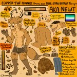 anthro biped bottomwear briefs briefs_only choker clothed clothing flag jewelry male necklace pants pawpads shirt solo tongue topless topwear underwear underwear_only chee4newt copper_the_fennec canid canine canis domestic_dog mammal colored hi_res model_sheet