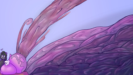 anthro belly big_belly big_butt butt clothing colored_feces confusion duo excessive_feces feces feces_pile green_hair grey_body hair huge_belly huge_butt hyper hyper_belly hyper_butt hyper_feces hyper_feces_pile male pooping pooping_on_floor projectile_feces purple_body purple_feces simple_background sweater topwear turtleneck unusual_feces white_head swirlspicysoup apologeist_(helloimfurry) swirl_(helloimfurry) ghost mammal mephitid skunk spirit hi_res watermark