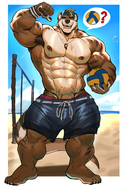 abs anthro armpit_hair backwards_baseball_cap backwards_cap backwards_hat barazoku barefoot barely_visible_genitalia barely_visible_penis baseball_cap biceps big_muscles big_pecs body_hair brown_body brown_fur bulge clothed clothing erection erection_under_bottomwear erection_under_clothing erection_under_shorts feet fur genitals hat headgear headwear huge_muscles male manly muscular muscular_anthro muscular_male nipples pecs penis pubes sagging sagging_pants solo tail thick_arms thick_thighs topless topless_anthro topless_male vein veiny_penis o_reowoof reolixious kyo_(kiasano) mammal mustelid otter hi_res