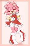 anthro bloomers boots bottomwear clothing dancing dress eyes_closed female footwear fur gloves handwear happy open_mouth open_smile pink_background pink_body pink_fur red_clothing red_dress shoes simple_background smile solo thin_thighs white_bloomers spacecolonie sega sonic_the_hedgehog_(series) amy_rose eulipotyphlan hedgehog mammal 2015 2:3 hi_res