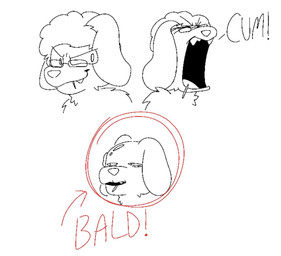 alternate_species anthro bald biting_on_toothpick cute_fangs eyewear fangs floppy_ears fur furrification glasses hair lop_ears male male_anthro open_mouth profanity rectangular_glasses smug solo teeth toothpick wearing_glasses eggnoggies jabroni_mike mike_(jabroni_mike) canid canine canis domestic_dog mammal 2025 digital_media_(artwork) hi_res restricted_palette