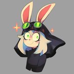 anthro blush eyewear female goggles green_eyes hood looking_at_viewer smile smiling_at_viewer solo sparkles fire_bay sneaky_bun_(niking) lagomorph leporid mammal rabbit hi_res