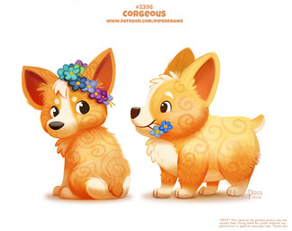 ambiguous_gender black_eyes duo feral flower fur humor plant pun simple_background tan_body tan_fur text visual_pun white_background yellow_body yellow_fur piper_thibodeau canid canine canis domestic_dog herding_dog mammal pastoral_dog welsh_corgi 2019 digital_media_(artwork) digital_painting_(artwork) painting_(artwork) url