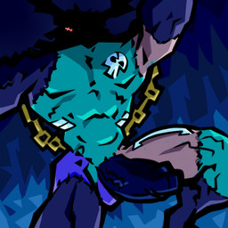 anthro genitals male mood_lighting multicolored_body muscular penis shadow_face simple_background solo toony lostwisdom cervine deer elk hybrid mammal undead zombie 1:1 hi_res