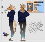 anthro big_breasts breasts college_student english_text equid equine female gloves_(marking) hair hi_res horse huge_breasts kaitlyn_(wsad) mammal markings model_sheet ponytail simple_background skinny solo text top_heavy wsad_(artist)
